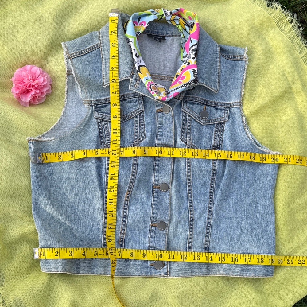 🩷 A.N.A. - ADORABLE Lt. Wash Crop Denim Vest! 99% Cotton + 1% Spandex; Sz. XL - Picture 9 of 10